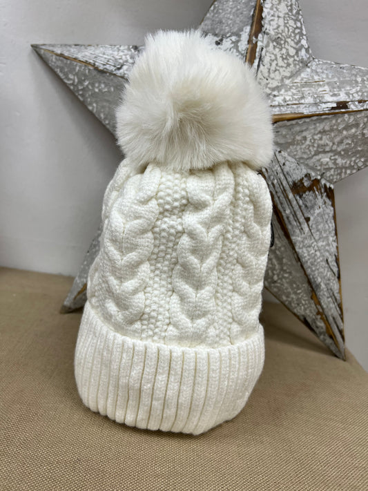 Fleece Lined Hat - Winter White