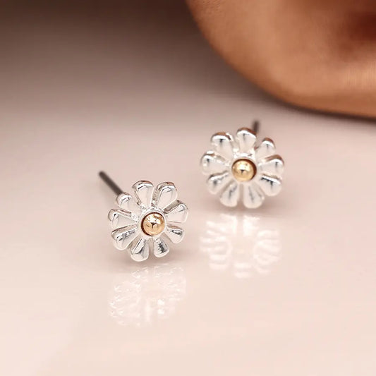 Peace Of Mind - Silver Plated Golden Daisy Studs