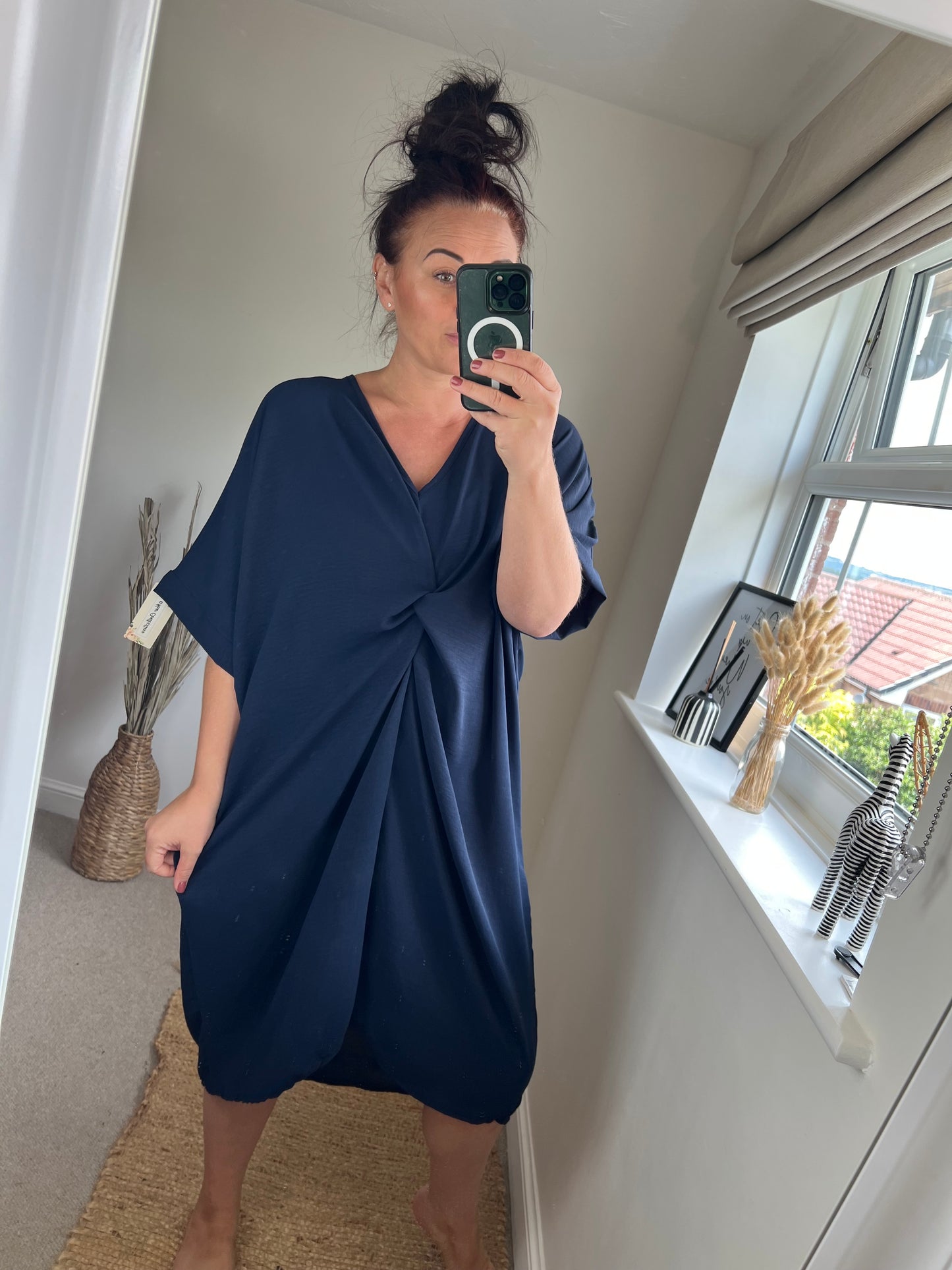 Twist Front Dress - Navy