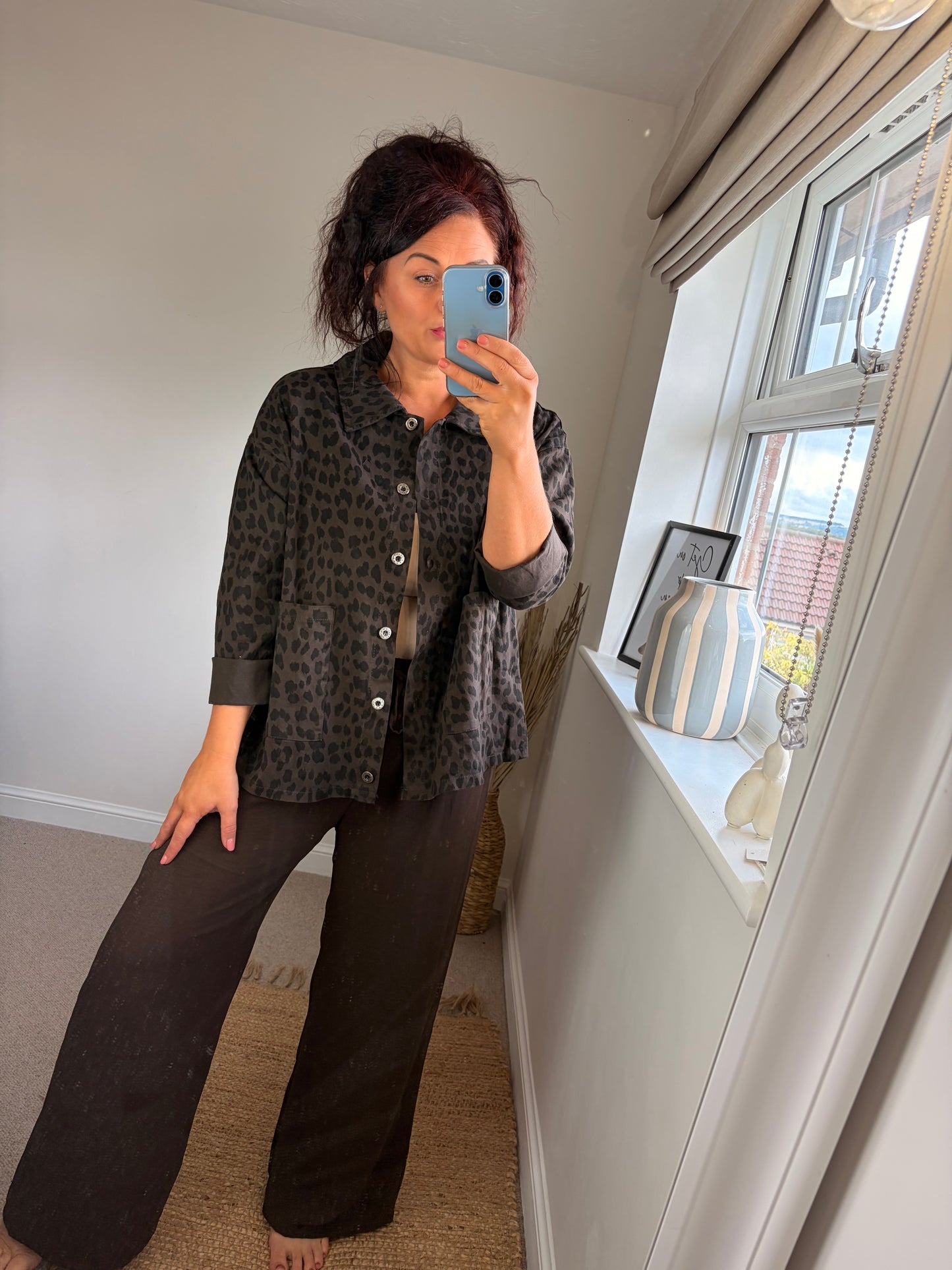 Leopard Shirt Jacket - Chocolate