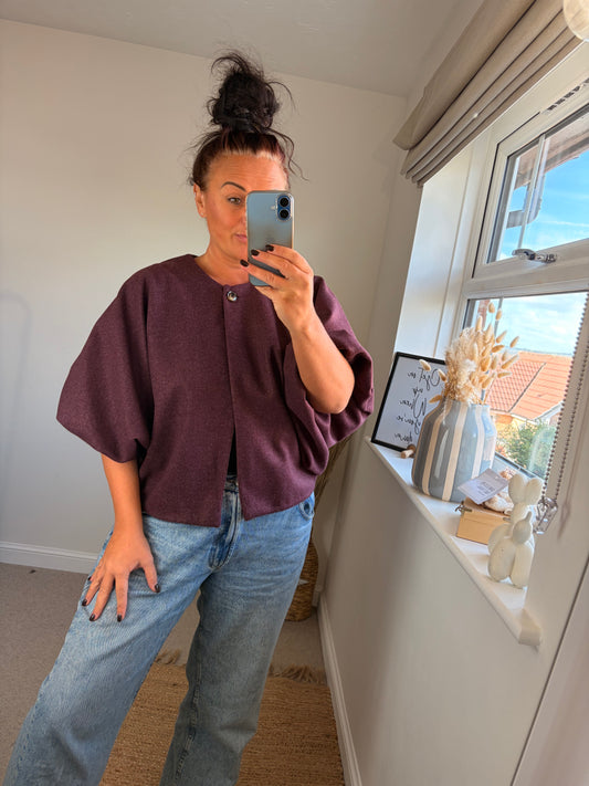 Puff Sleeve Jacket - Plum