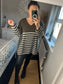 Chunky Knit Stripe Jumper - Taupe