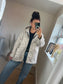 Hooded Embroidered Jacket - Beige