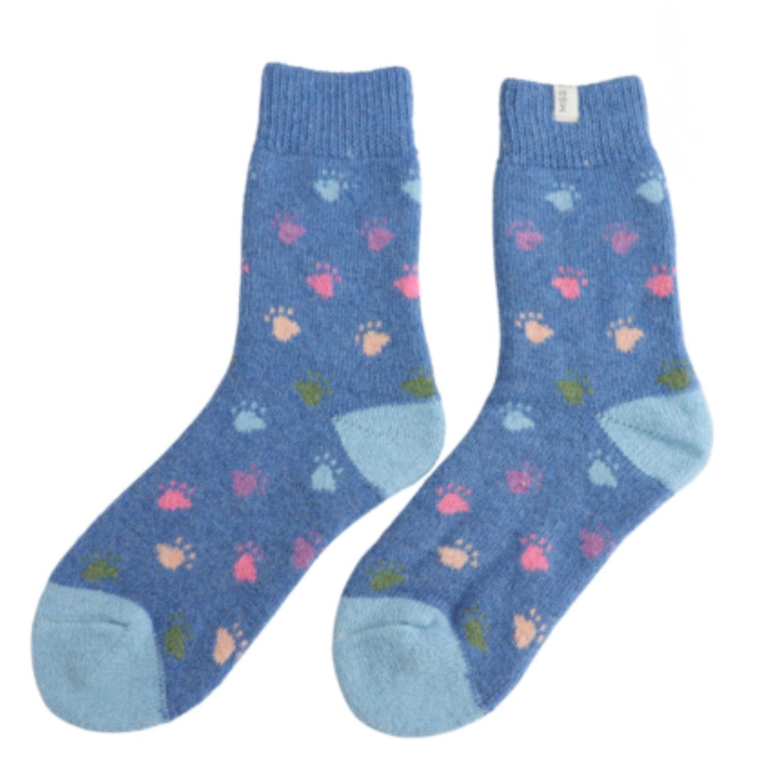 Miss Sparrow Wool Socks - Paw Prints