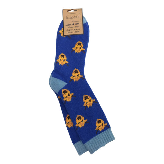 Men’s Jasper Ribbed Socks - Highland Cow Blue