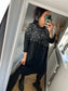 Sequin Hoodie with Pockets - Black