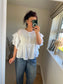 Ruffle Sleeve Smock Shirt - White