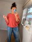 Batwing Fine Knit Jumper - Brick