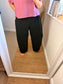 Needle Cord Barrel Leg Trousers - Black