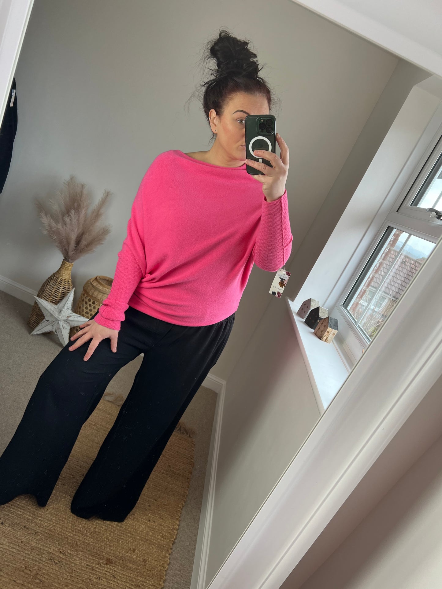 Asymmetric Drape Jumper - Pink