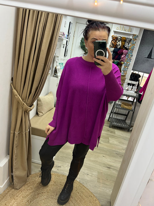 Round Neck Jumper - Magenta