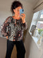 Bubble Hem Animal Print Top - Black