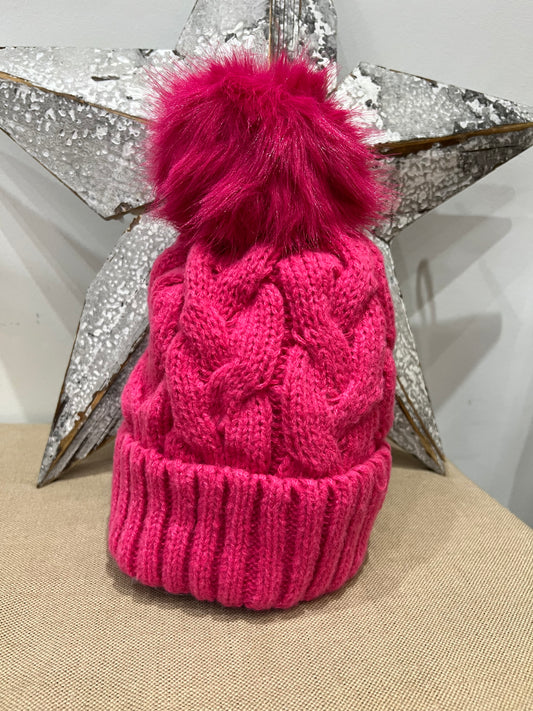Fleece Lined Hat - Cerise