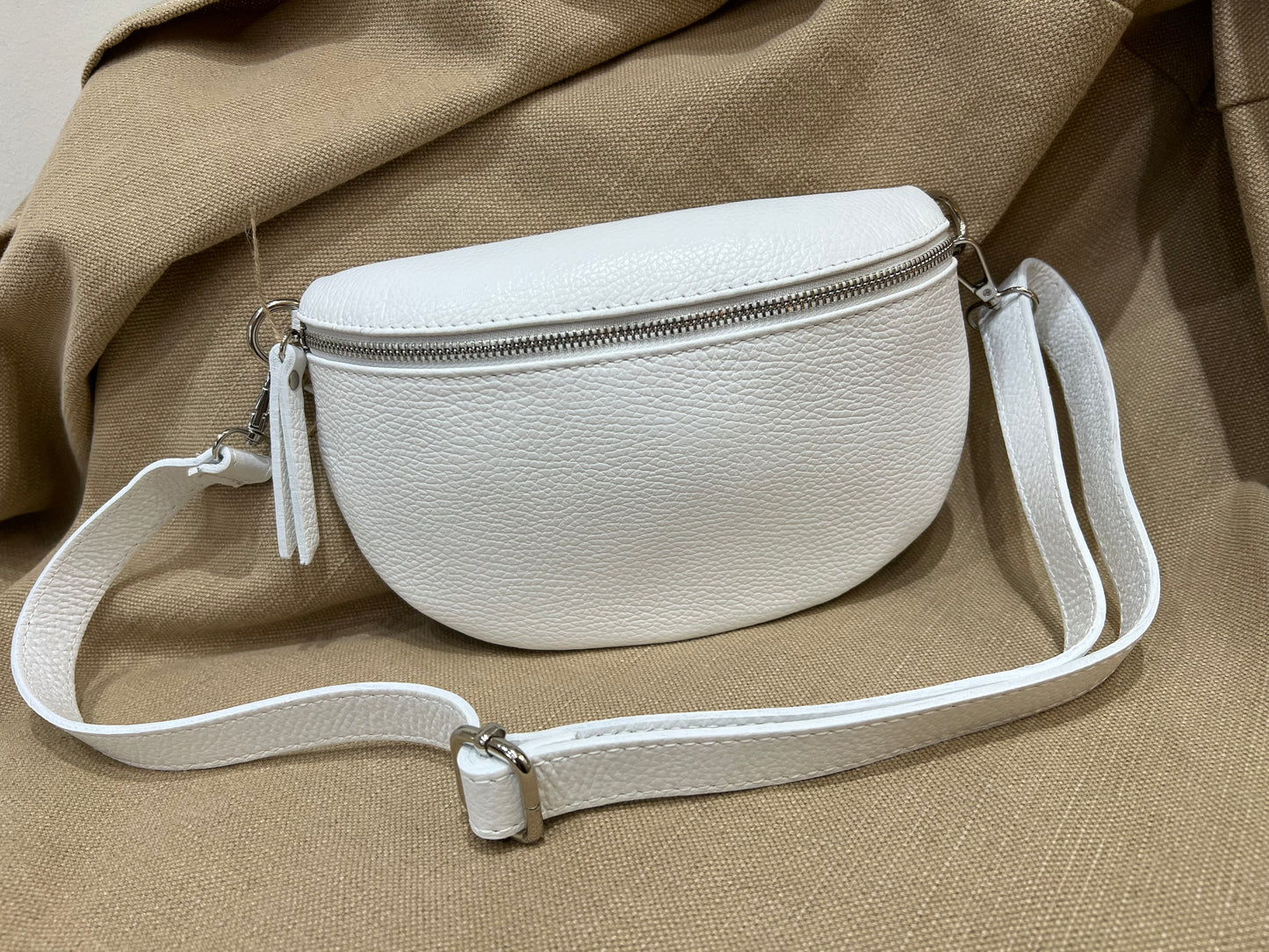 Leather Sling Bag - White