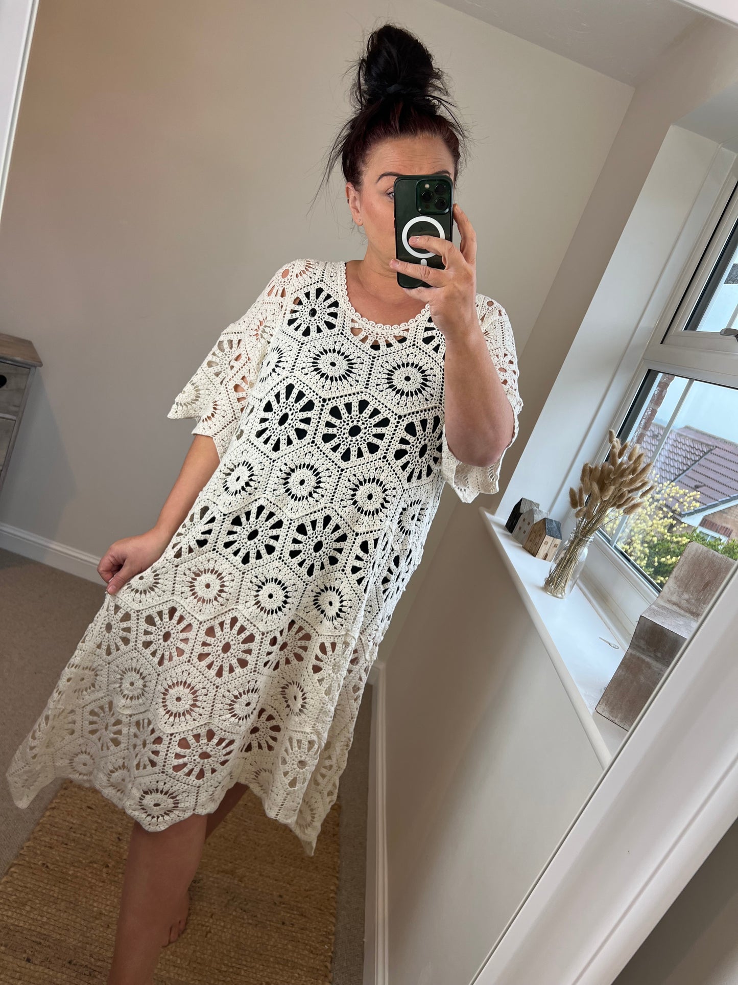 Crochet Beach Dress - Beige