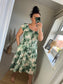 STEVIE Midi Button Dress - Khaki Floral
