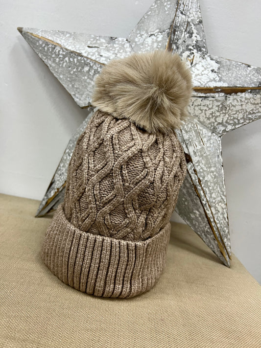 Fleece Lined Hat - Oatmeal