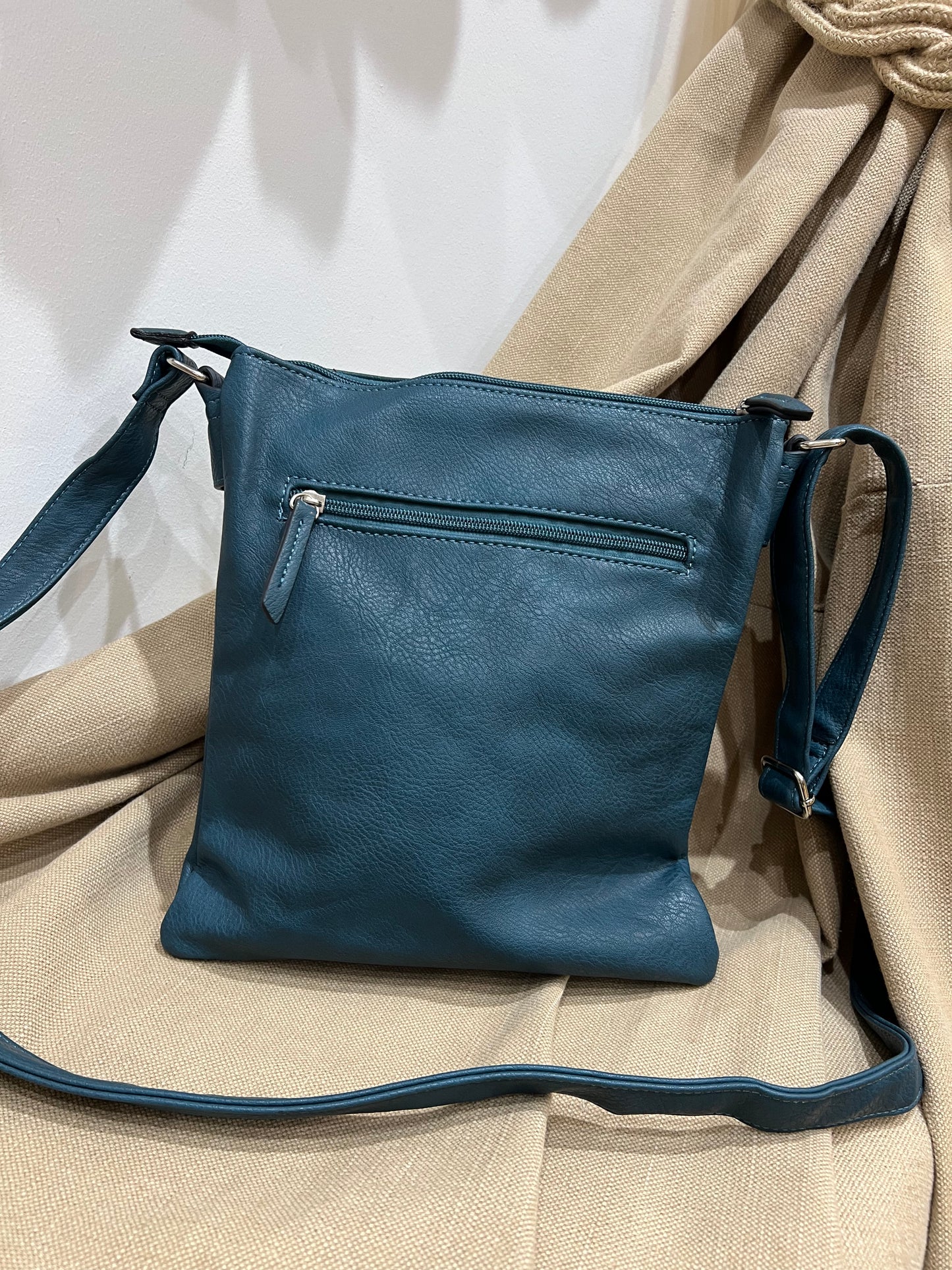 Tri Compartment Crossbody Bag - Teal