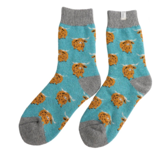 Miss Sparrow Wool Socks - Highland Cow