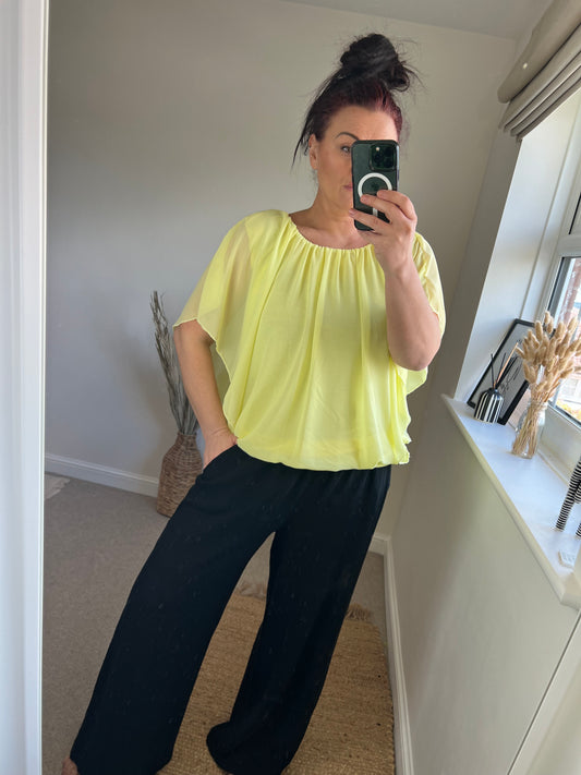 Batwing Double Layer Top - Lemon