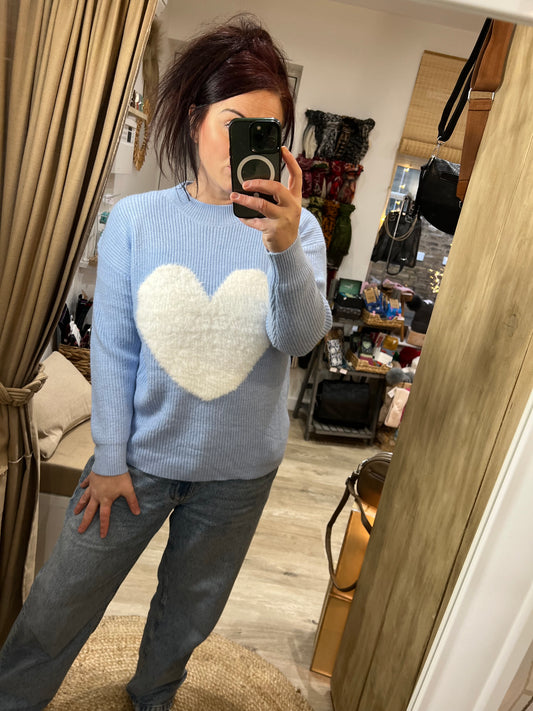 Heart Jumper - Powder Blue