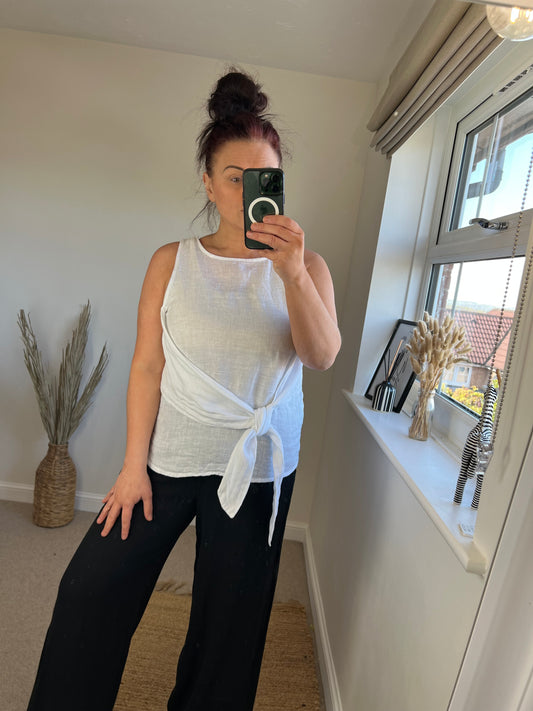 Linen Toe Top - White