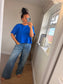 Boxy Short Sleeve Jumper - Cobalt