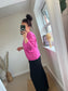 Fine Knit Foil Flower Jumper - Pink