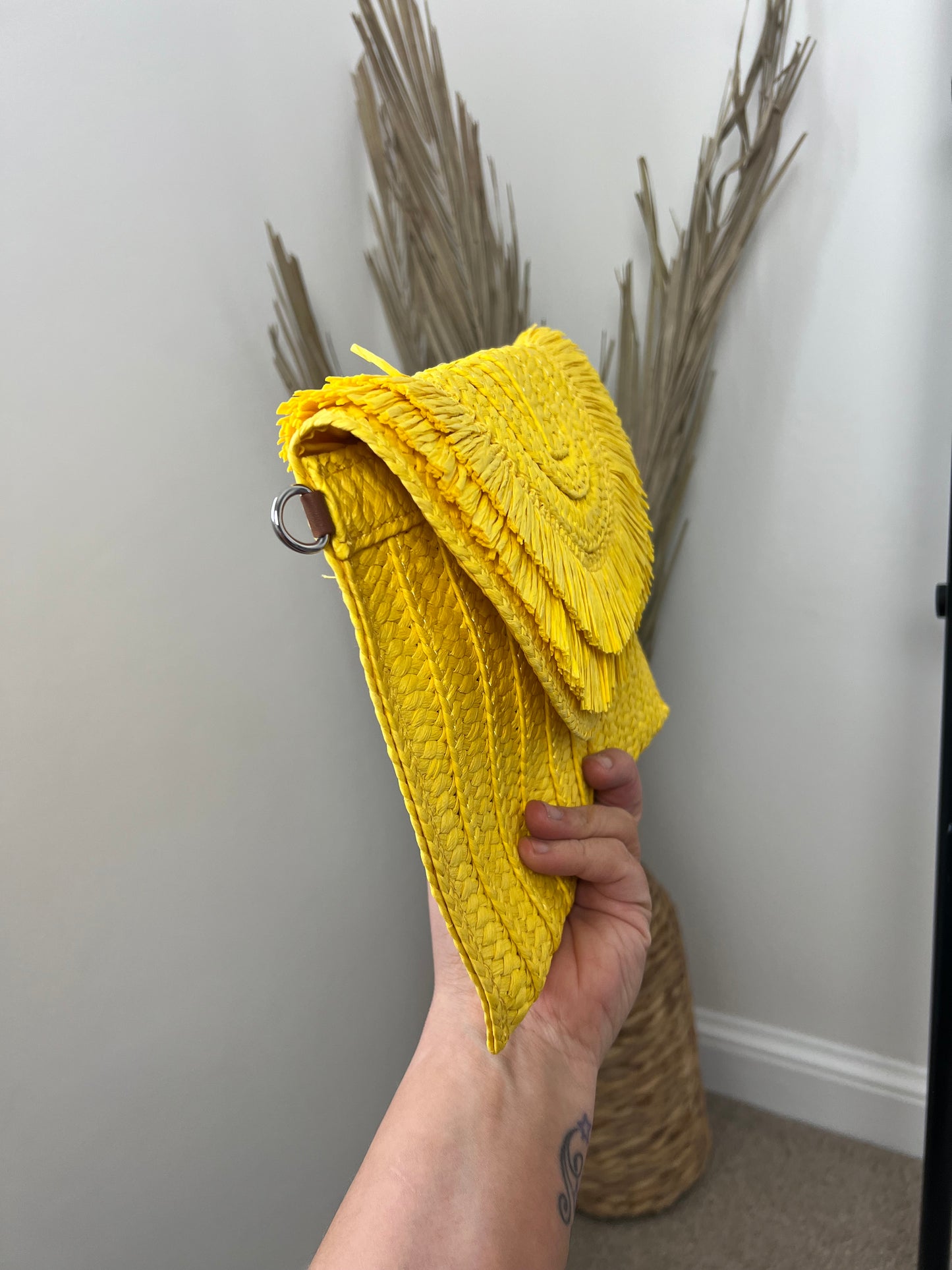 Straw Bag (Clutch/Crossbody) - Yellow