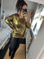 Metallic Scoop Neck Top - Gold