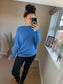 Asymmetric Drape Jumper - Blue