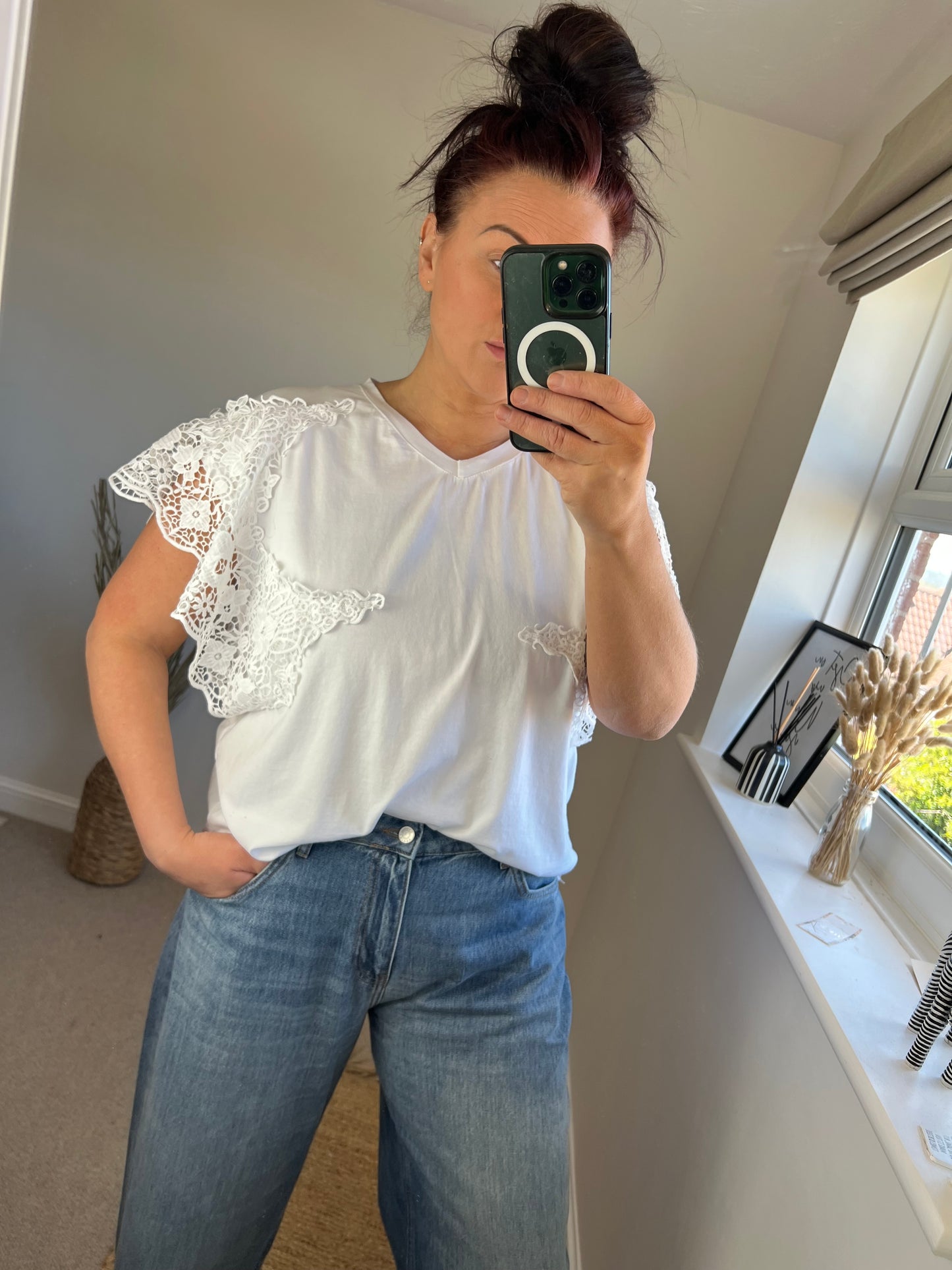 Lace Detail Tee - White