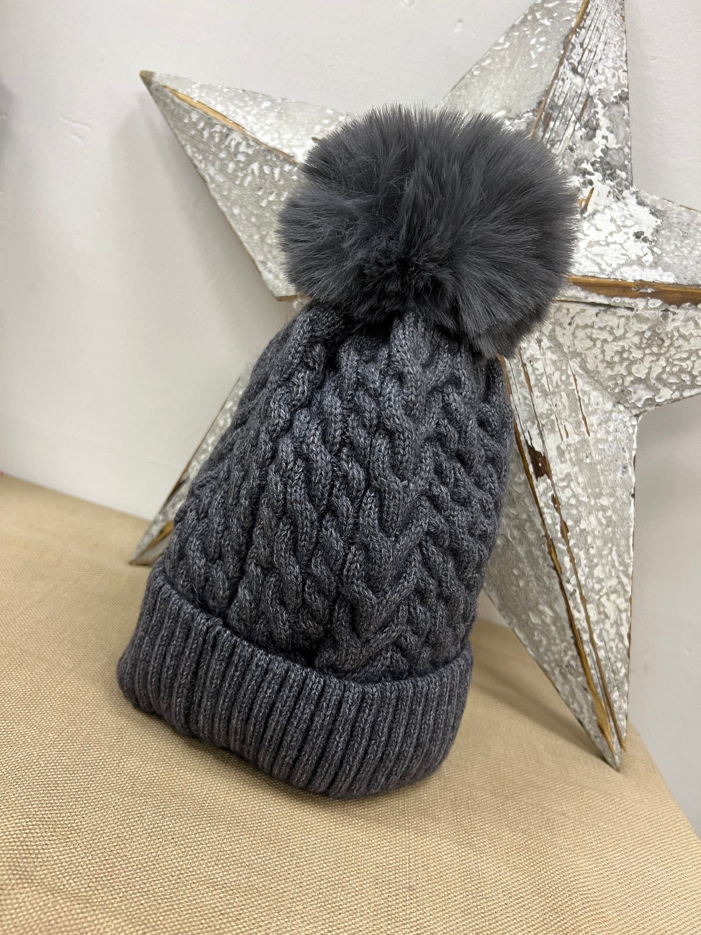 Fleece Lined Hat - Charcoal