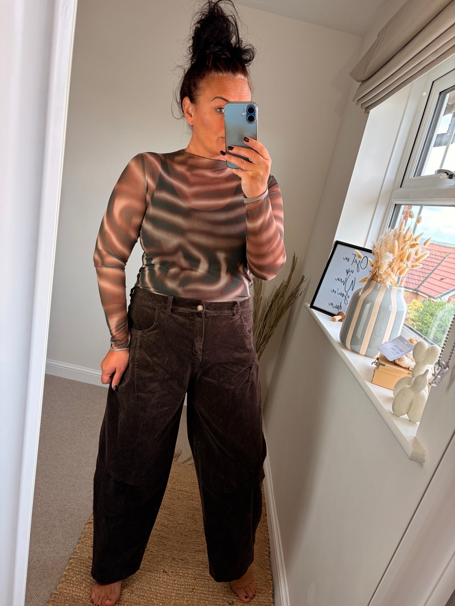 Mesh Layering Top - Brown