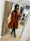 Boiled Wool Open Waterfall Coat - Rust