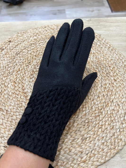 Cable Gloves with Touch Screen Finger - Black