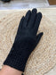 Cable Gloves with Touch Screen Finger - Black
