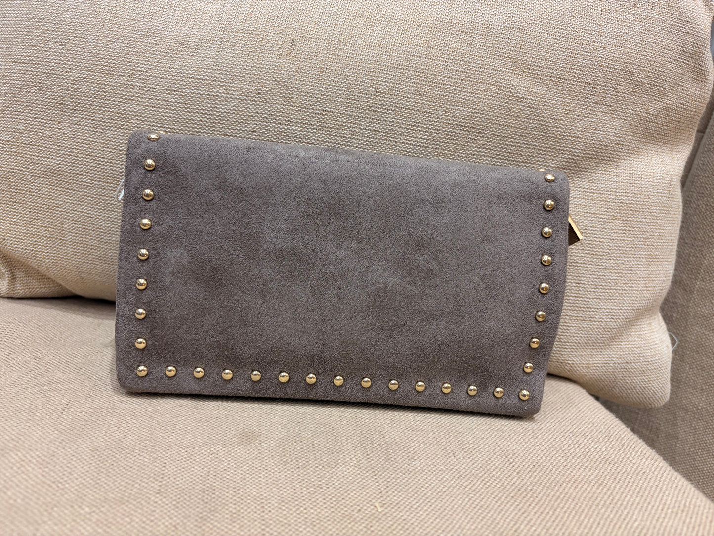 Small Faux Suede Crossbody Bag - Taupe