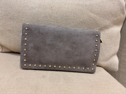Small Faux Suede Crossbody Bag - Taupe