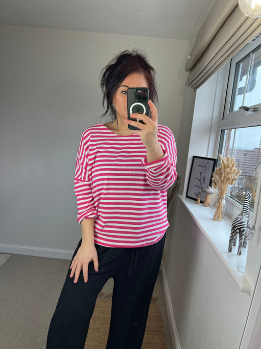 Stripe Top - Cerise