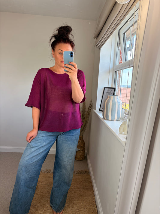 Fine Knit Top - Raspberry