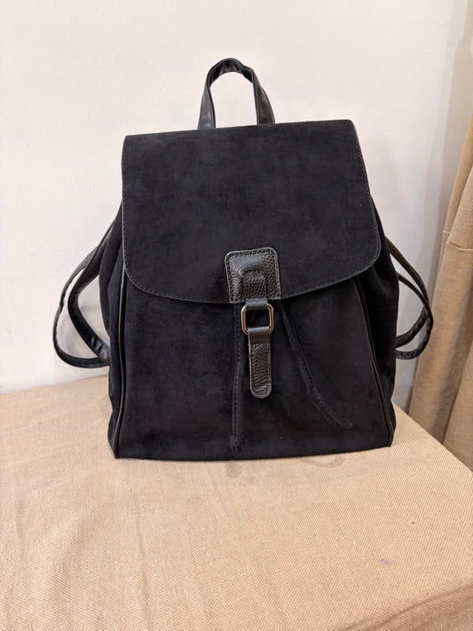 Faux Suede Rucksack - Black