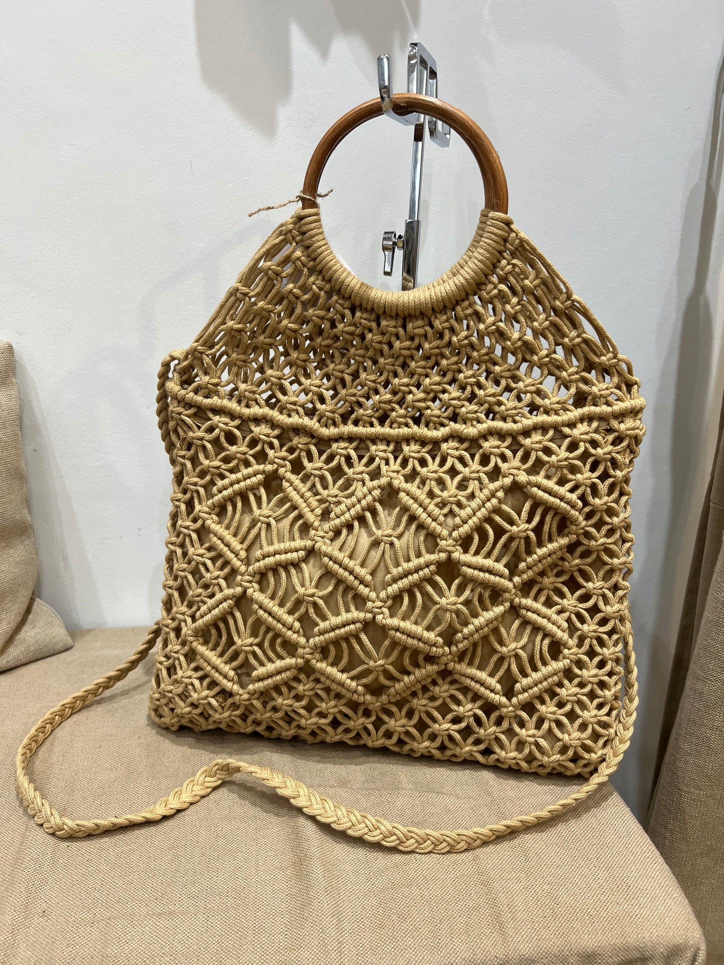 Crochet Crossbody Bag - Camel