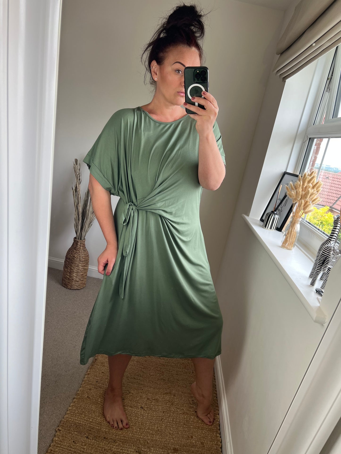 Tie Side Dress - Khaki