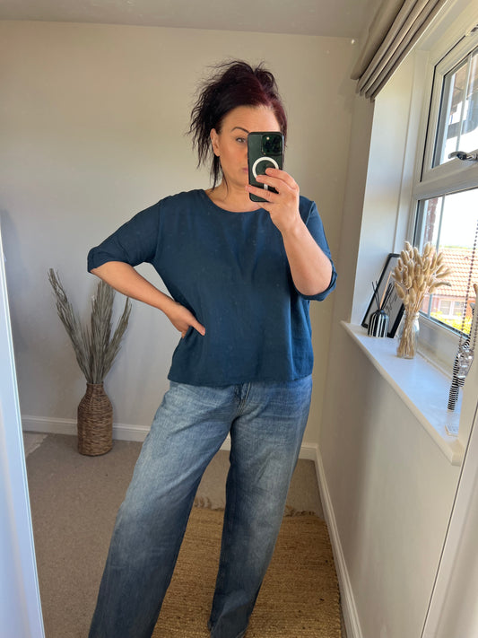 Plain Cotton Top - Navy