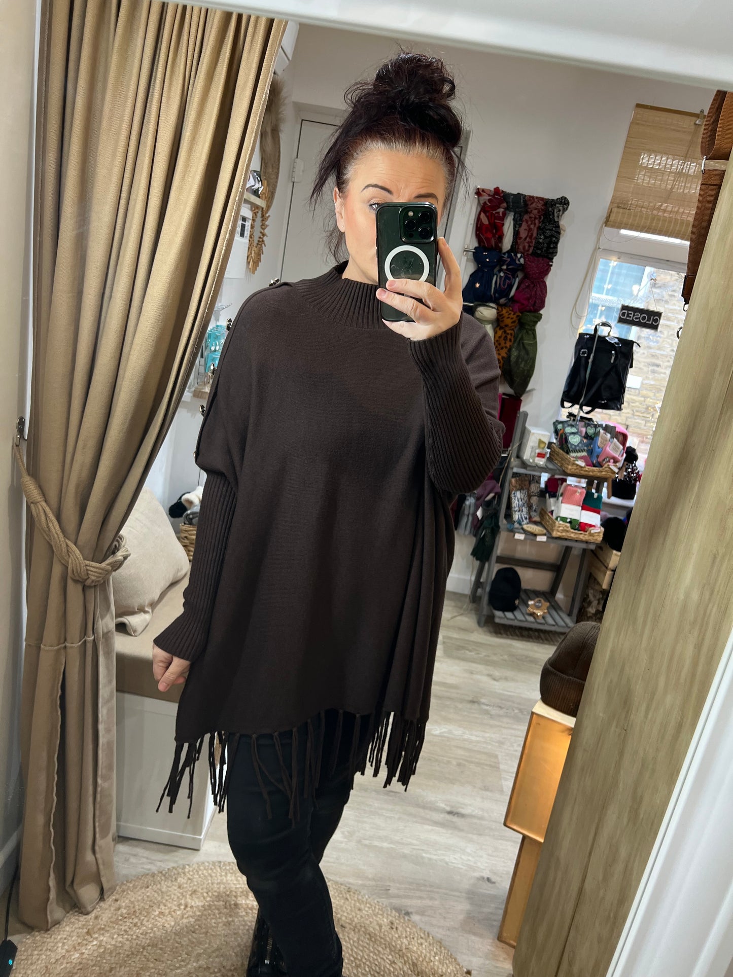 Military Tassel Jumper - Chocolate