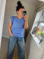 Ruffle Sleeve Tshirt - Blue