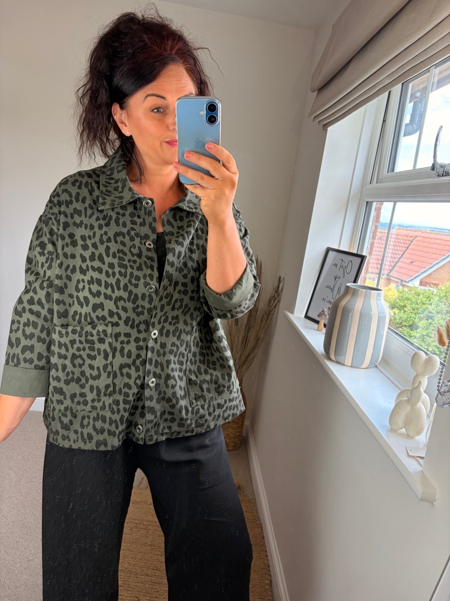 Leopard Shirt Jacket - Khaki
