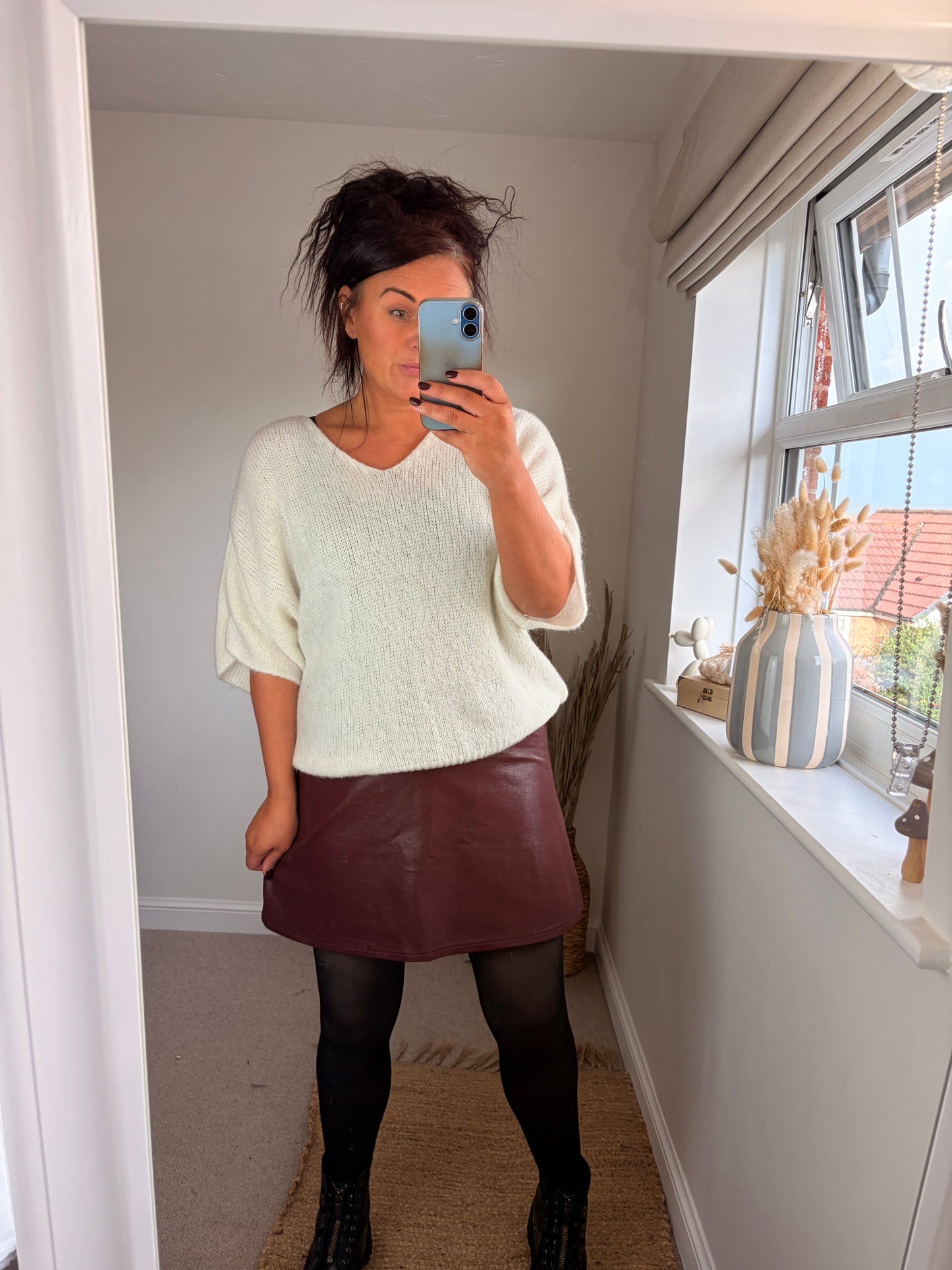 Faux Leather Skirt - Wine (2 sizes)