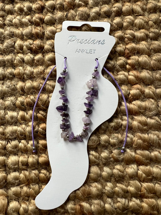 Adjustable Anklet Bracelet - Purple